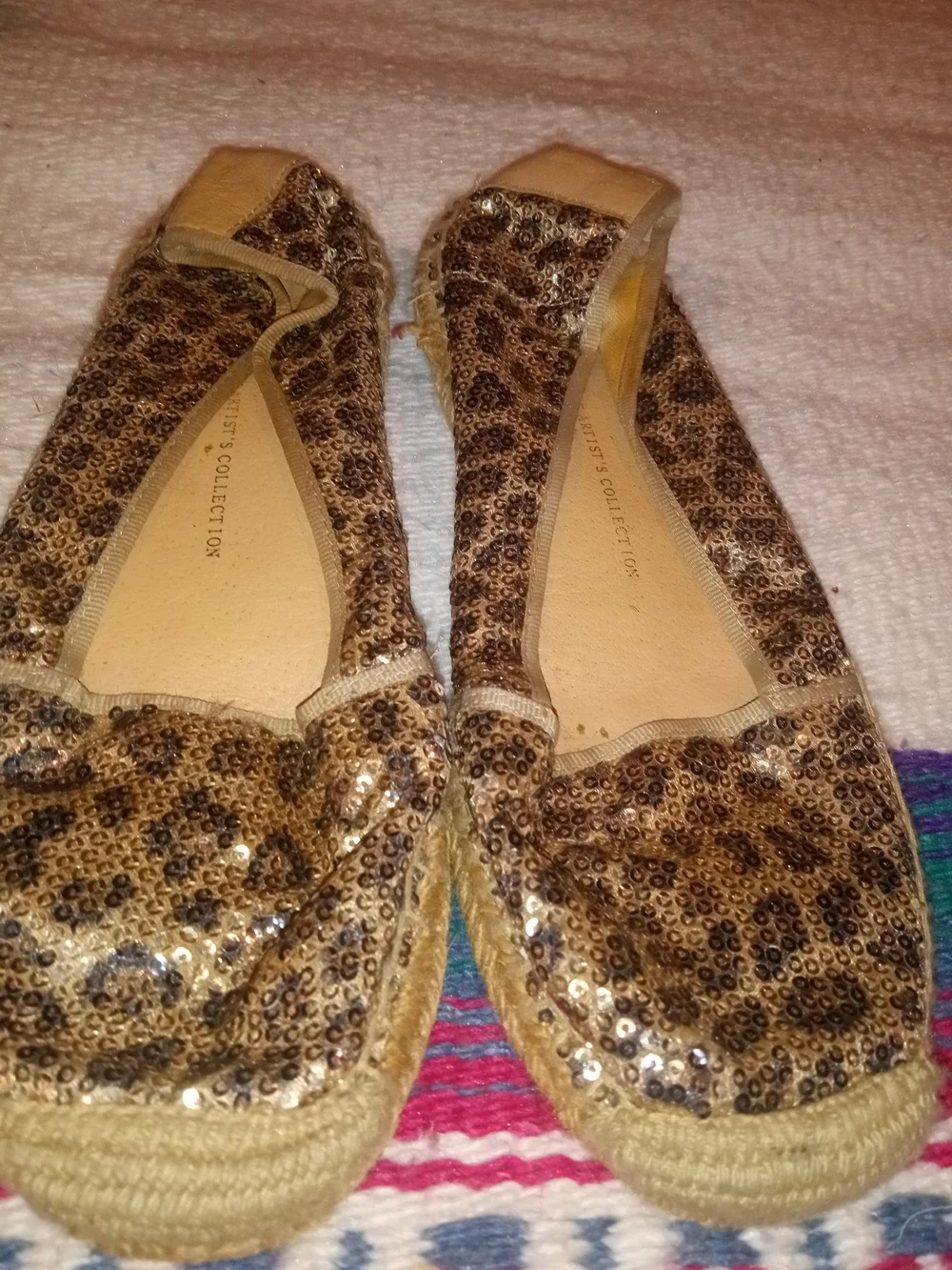 Women’s Sequin Leopard Espadrille Flats - Gold